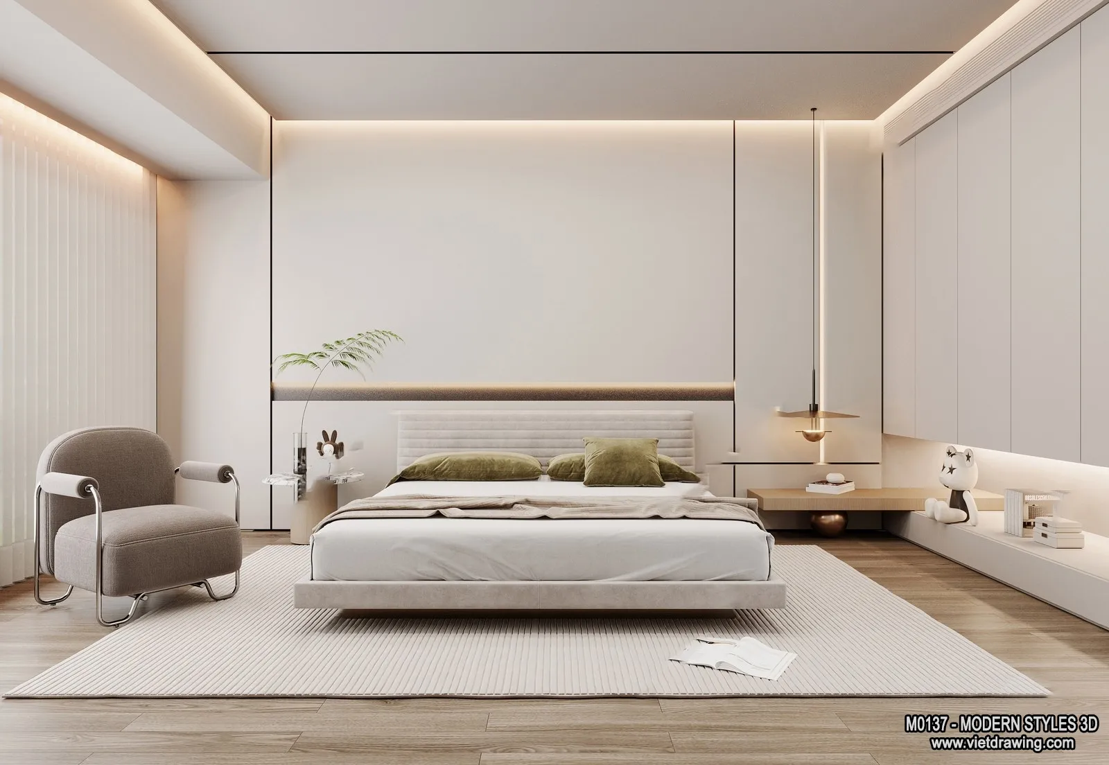 Bedroom – Modern Style Interior 3D Scenes – 070