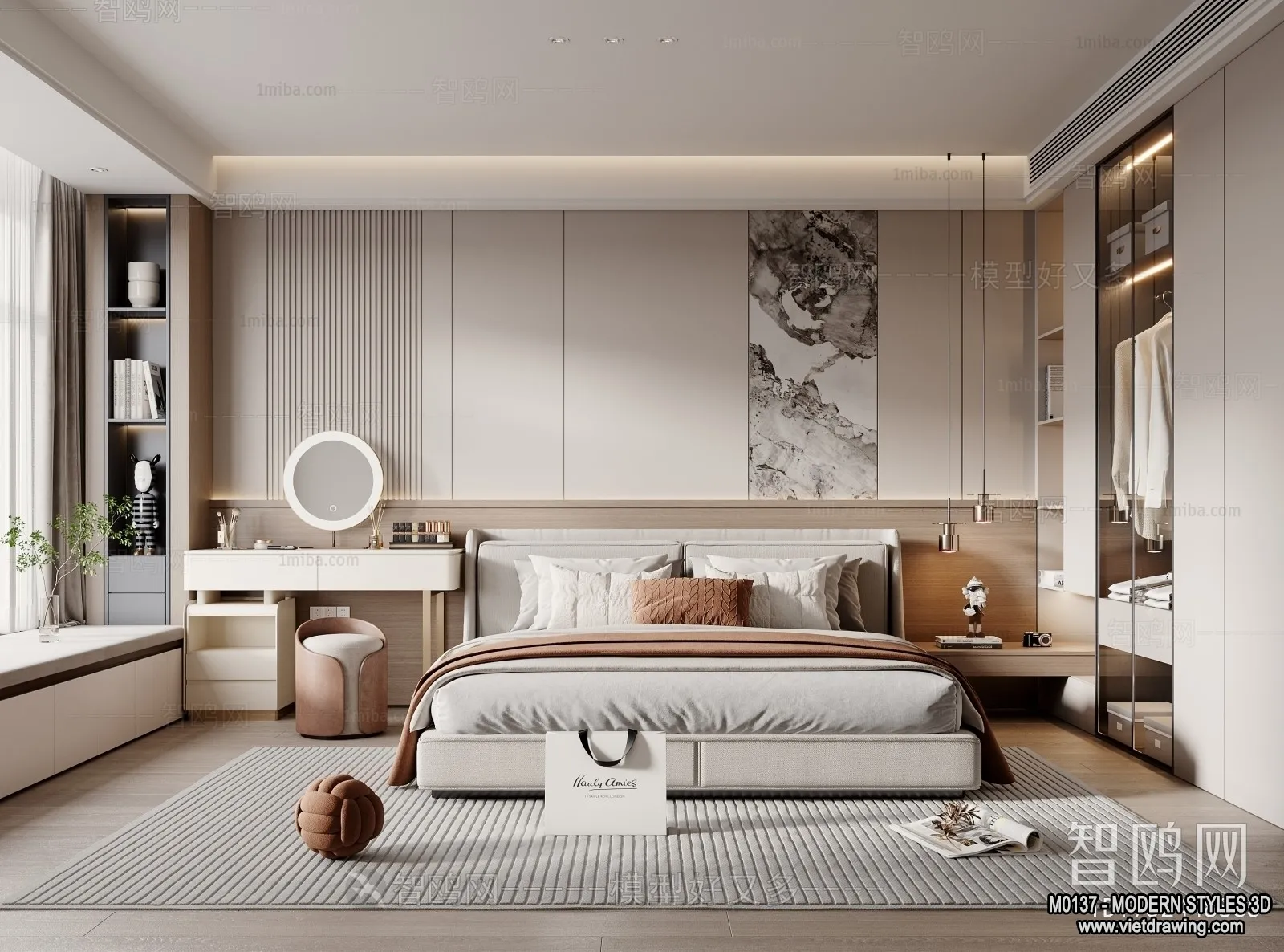 Bedroom – Modern Style Interior 3D Scenes – 076