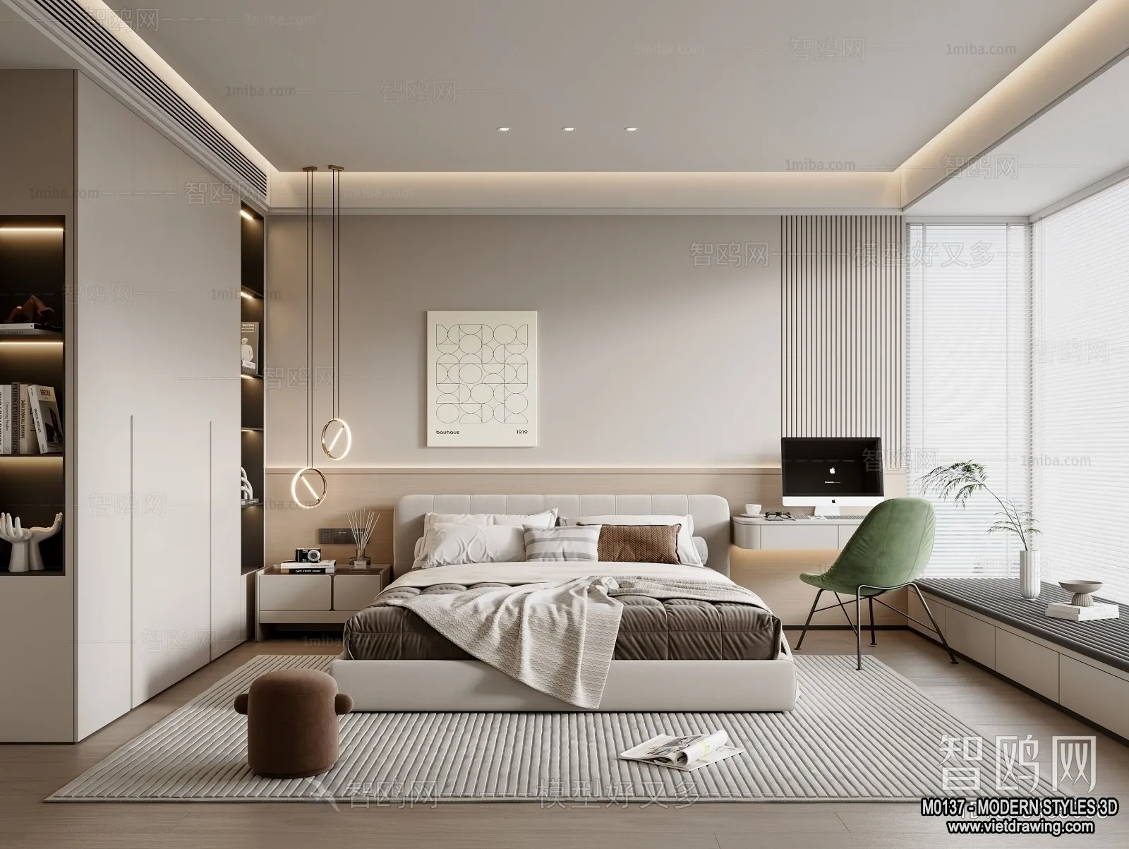 Bedroom – Modern Style Interior 3D Scenes – 077