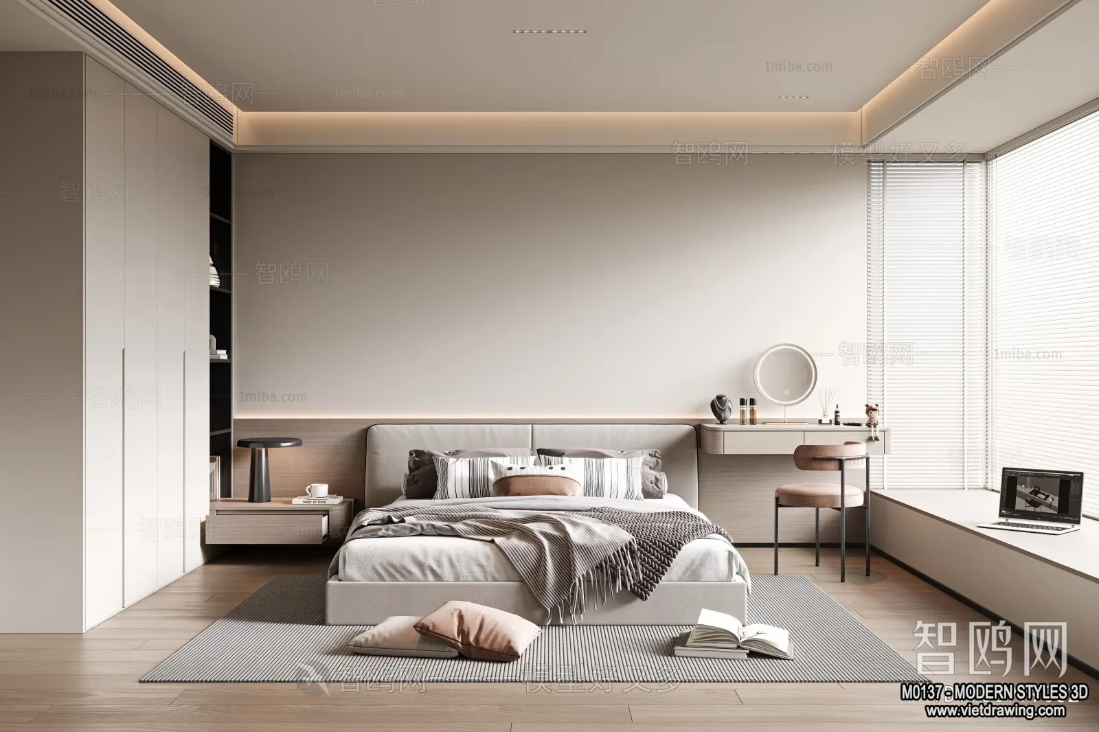 Bedroom – Modern Style Interior 3D Scenes – 078