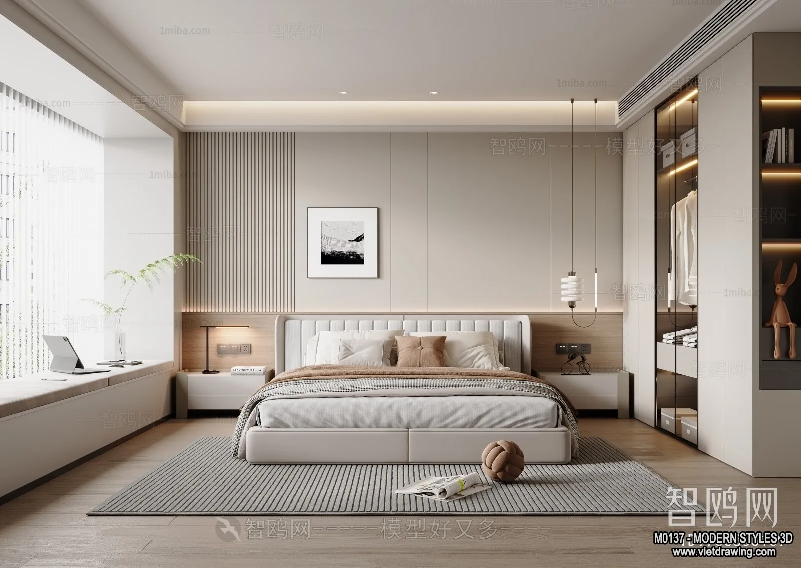 Bedroom – Modern Style Interior 3D Scenes – 080