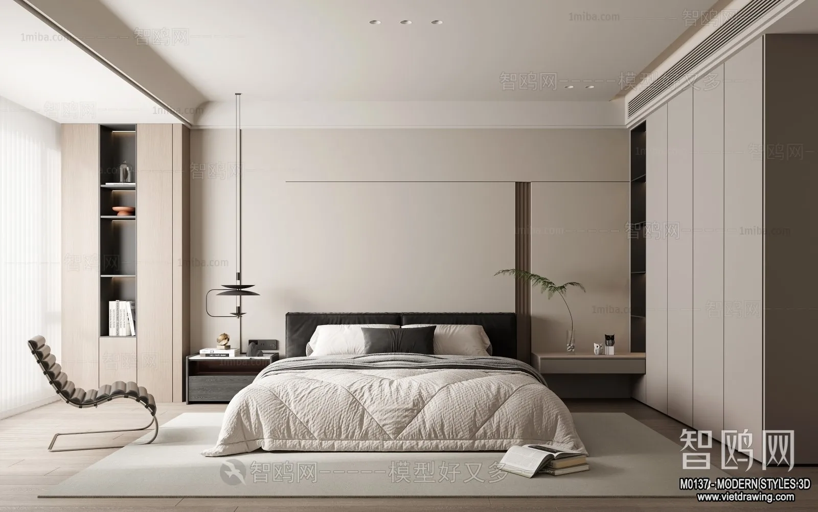 Bedroom – Modern Style Interior 3D Scenes – 084