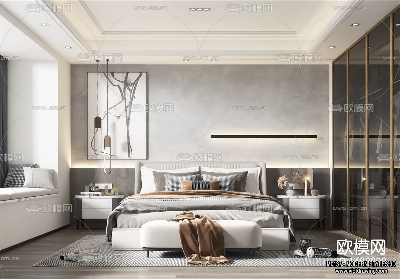 Bedroom – Modern Style Interior 3D Scenes – 086