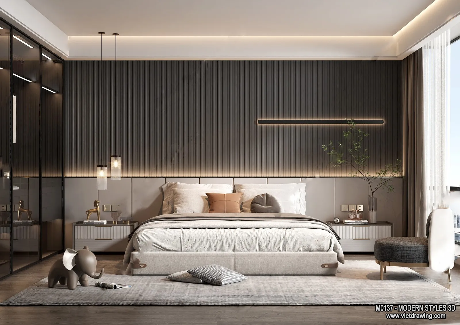 Bedroom – Modern Style Interior 3D Scenes – 092