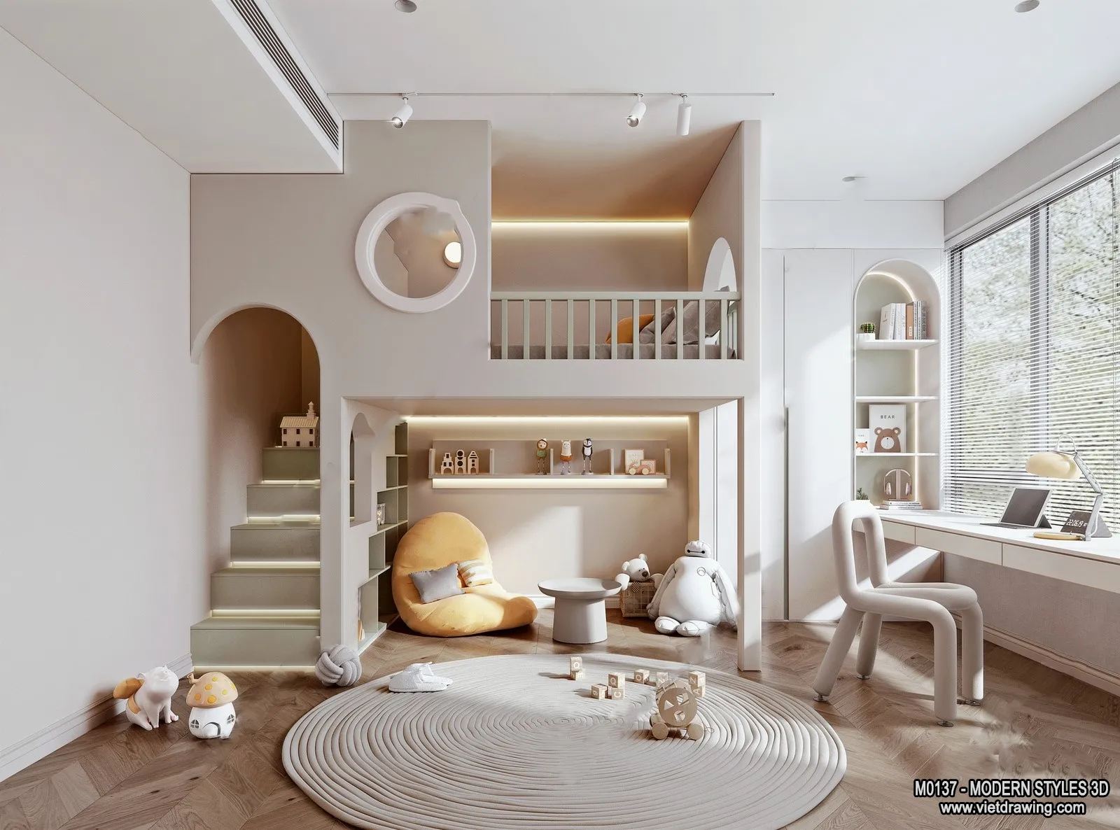 Bedroom – Modern Style Interior 3D Scenes – 093