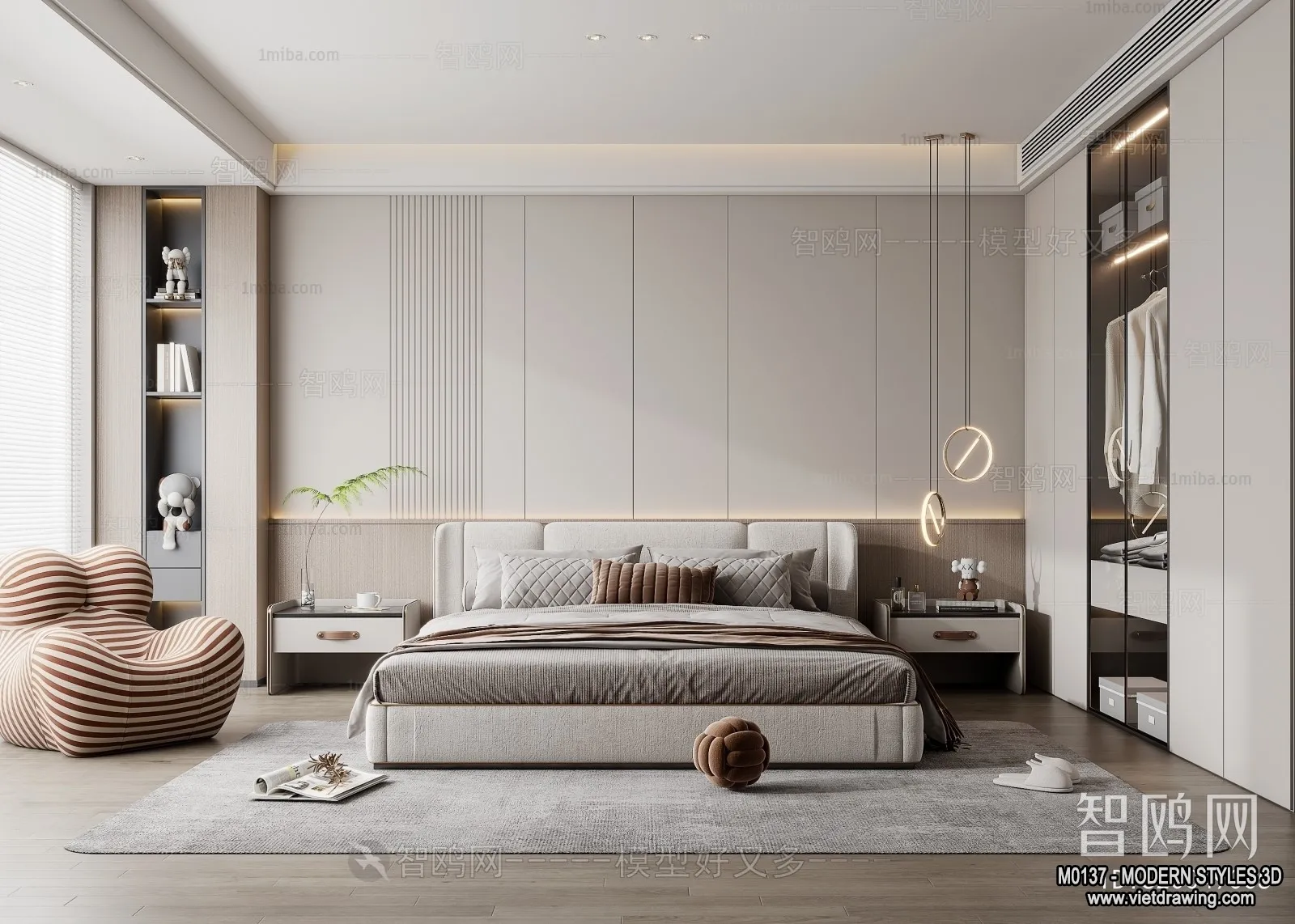 Bedroom – Modern Style Interior 3D Scenes – 098