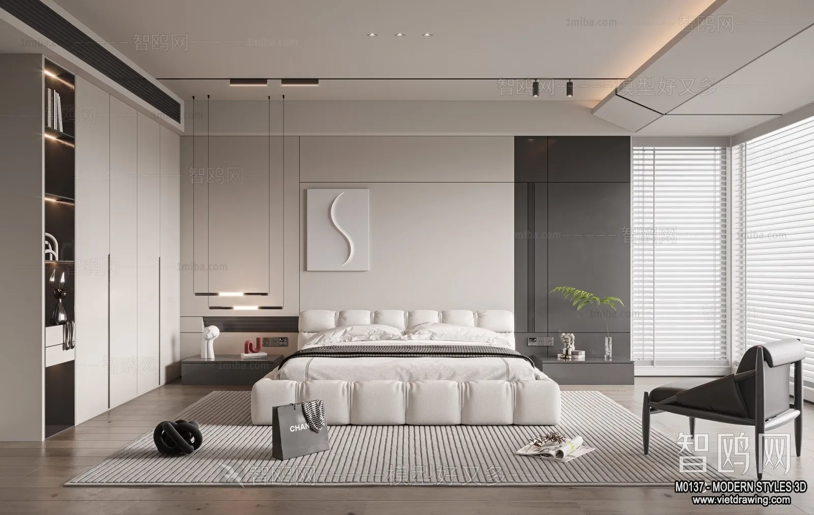 Bedroom – Modern Style Interior 3D Scenes – 099