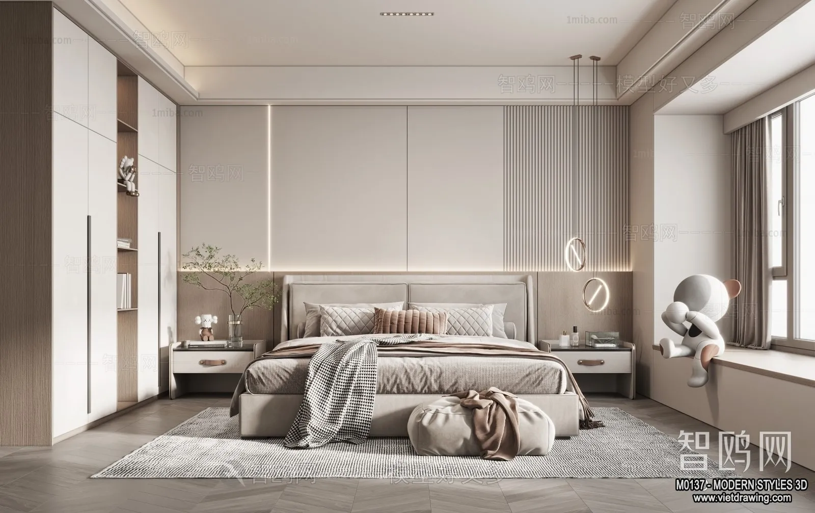 Bedroom – Modern Style Interior 3D Scenes – 102