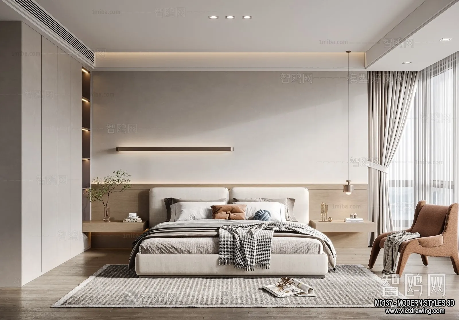 Bedroom – Modern Style Interior 3D Scenes – 103