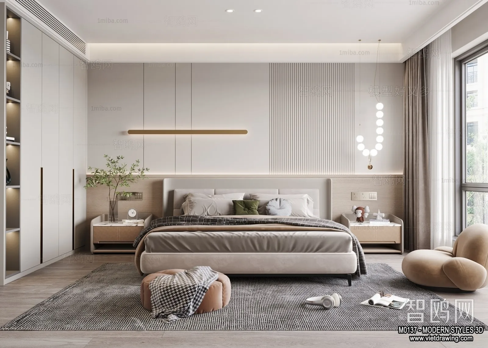 Bedroom – Modern Style Interior 3D Scenes – 104