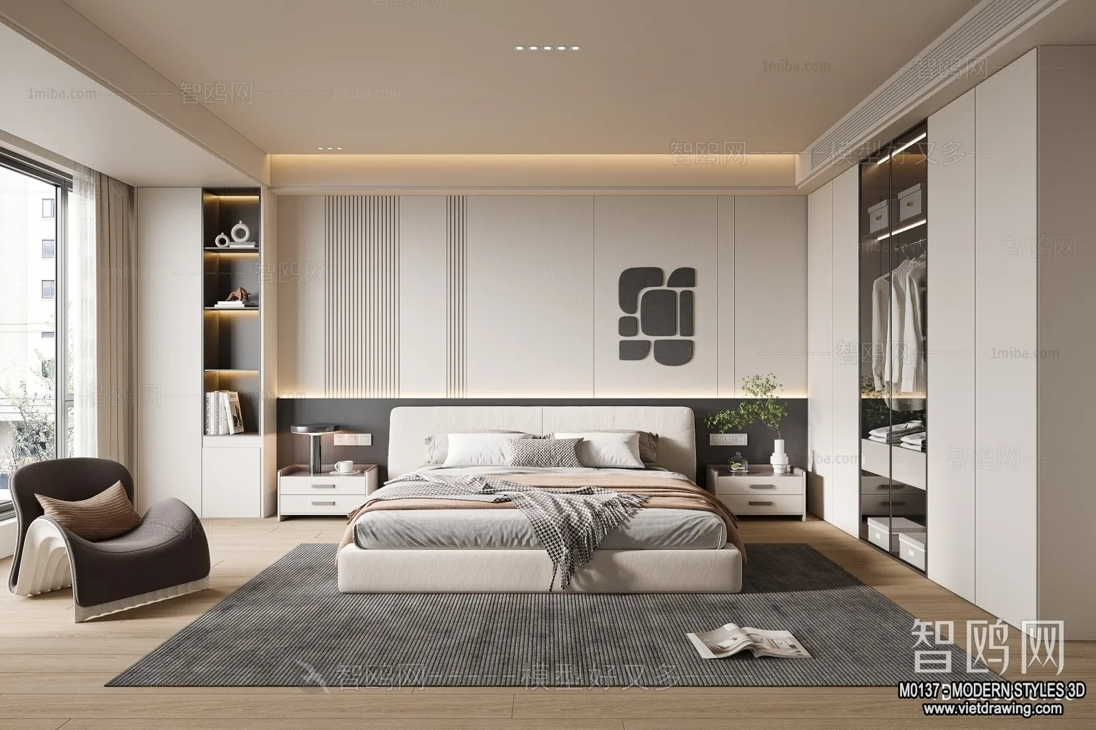 Bedroom – Modern Style Interior 3D Scenes – 105