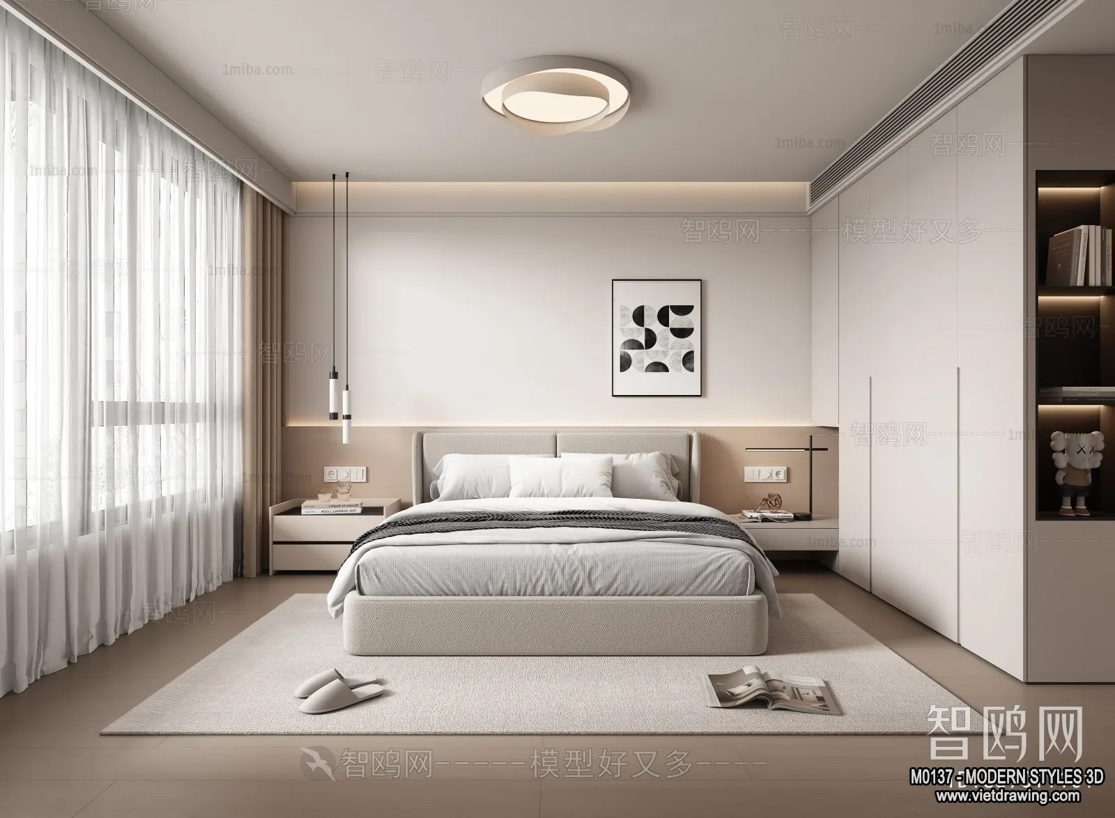 Bedroom – Modern Style Interior 3D Scenes – 107