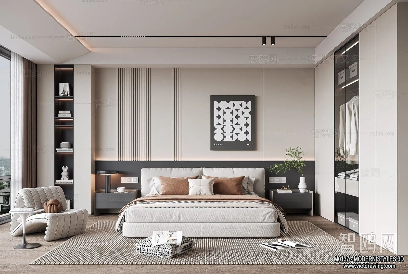 Bedroom – Modern Style Interior 3D Scenes – 108