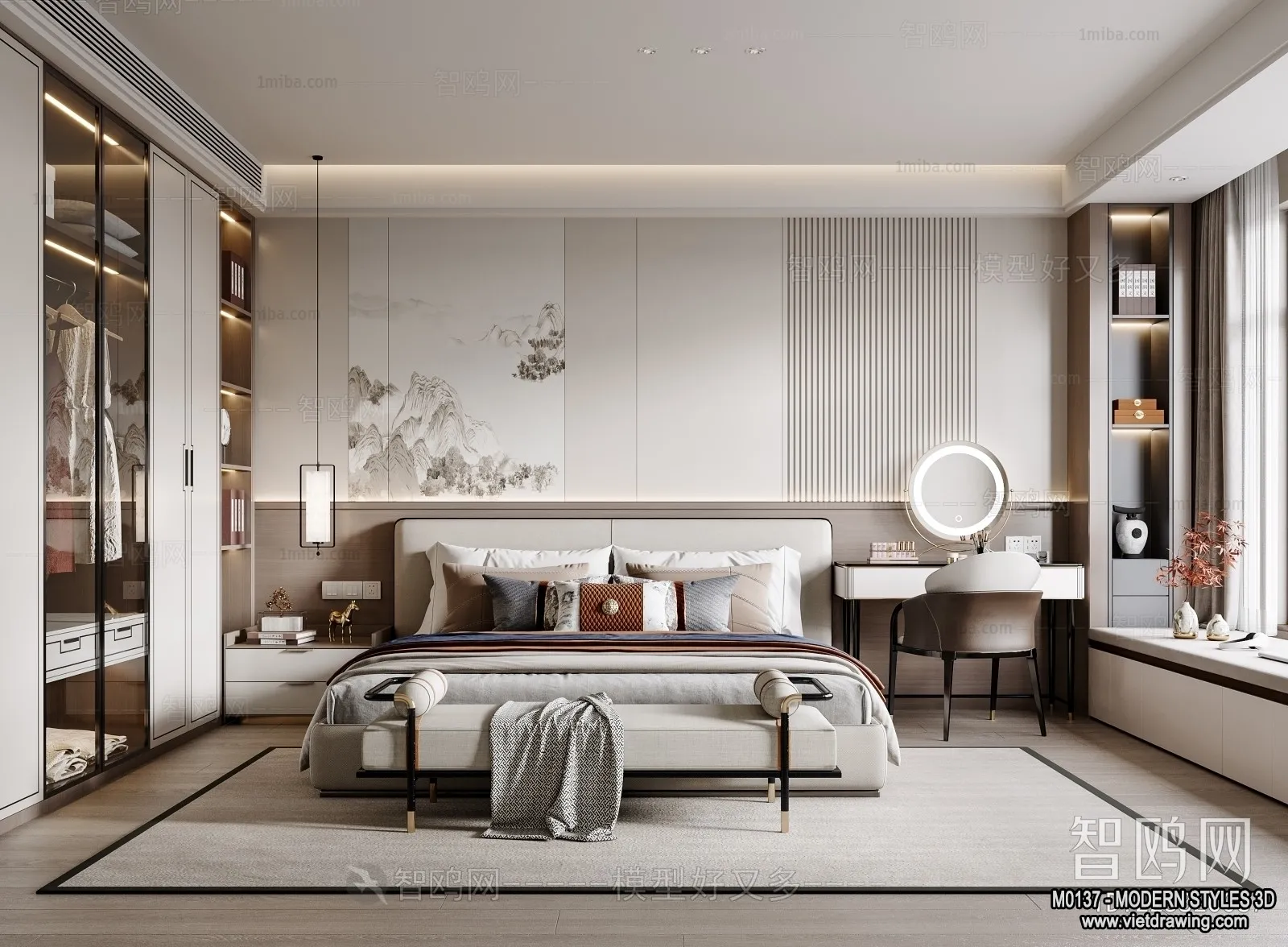 Bedroom – Modern Style Interior 3D Scenes – 109