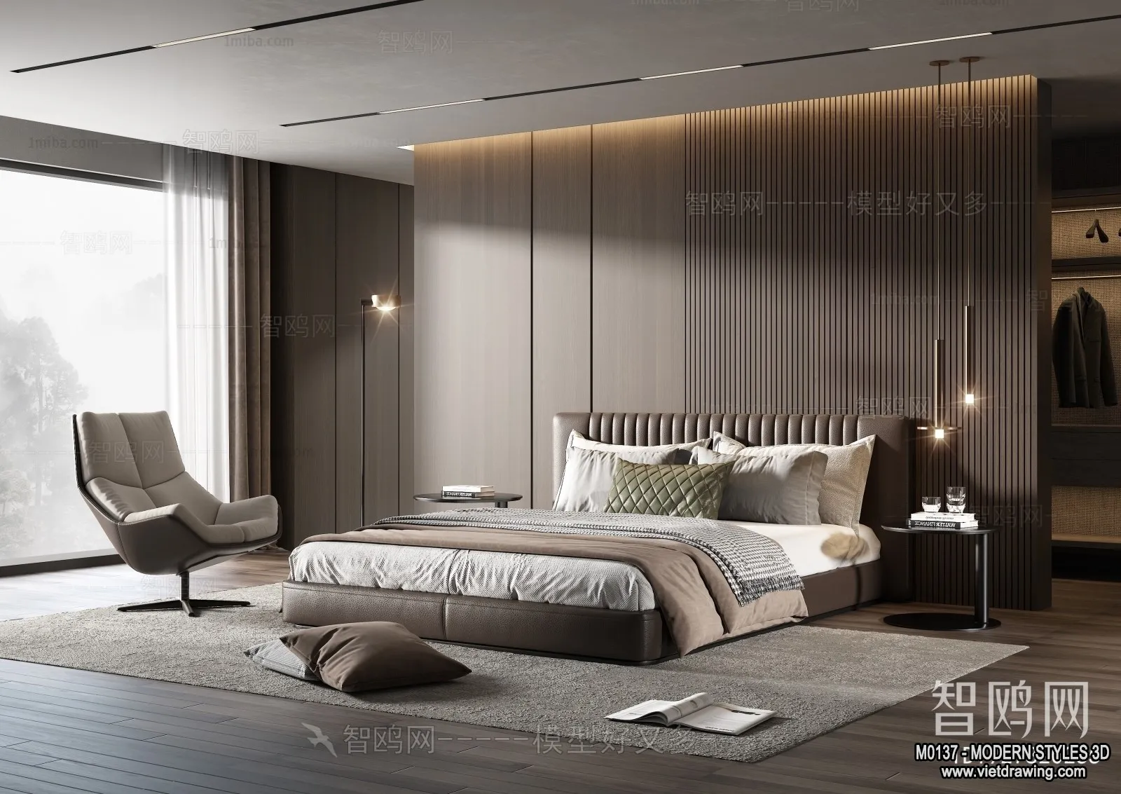 Bedroom – Modern Style Interior 3D Scenes – 110