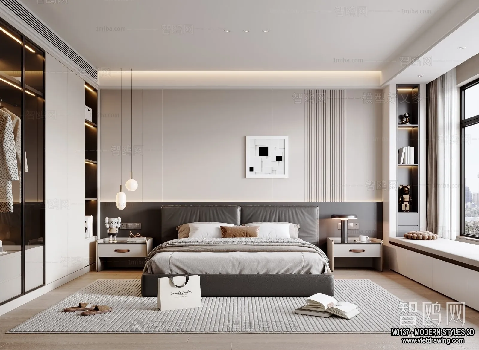 Bedroom – Modern Style Interior 3D Scenes – 115