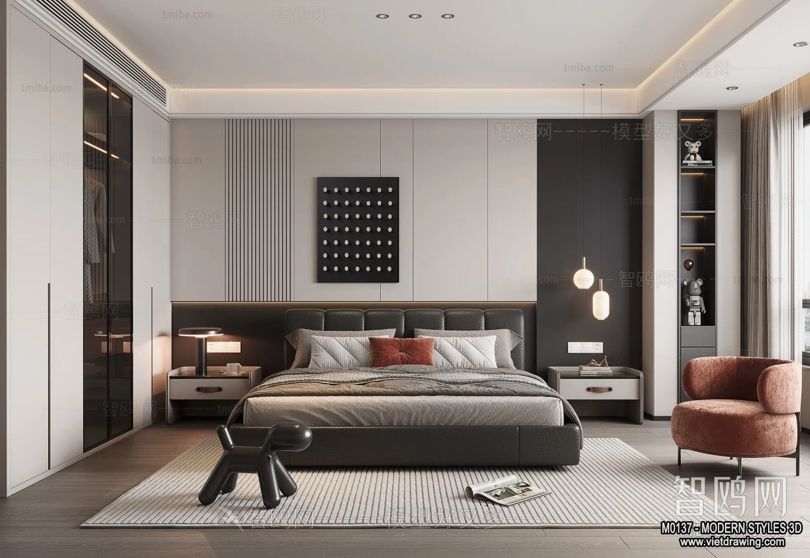 Bedroom – Modern Style Interior 3D Scenes – 116