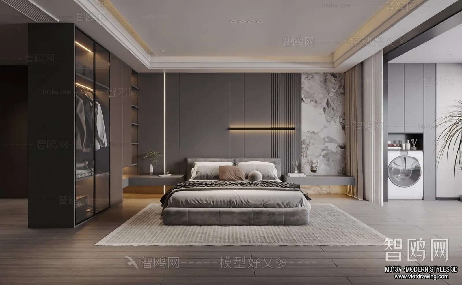 Bedroom – Modern Style Interior 3D Scenes – 117