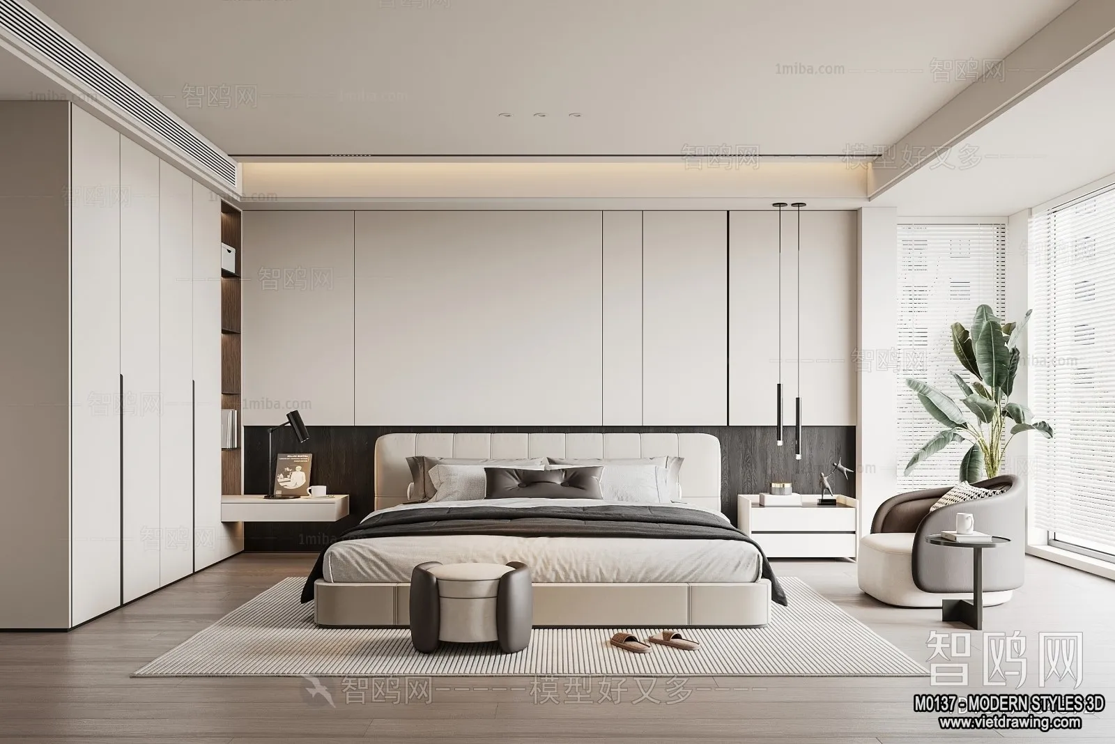 Bedroom – Modern Style Interior 3D Scenes – 119