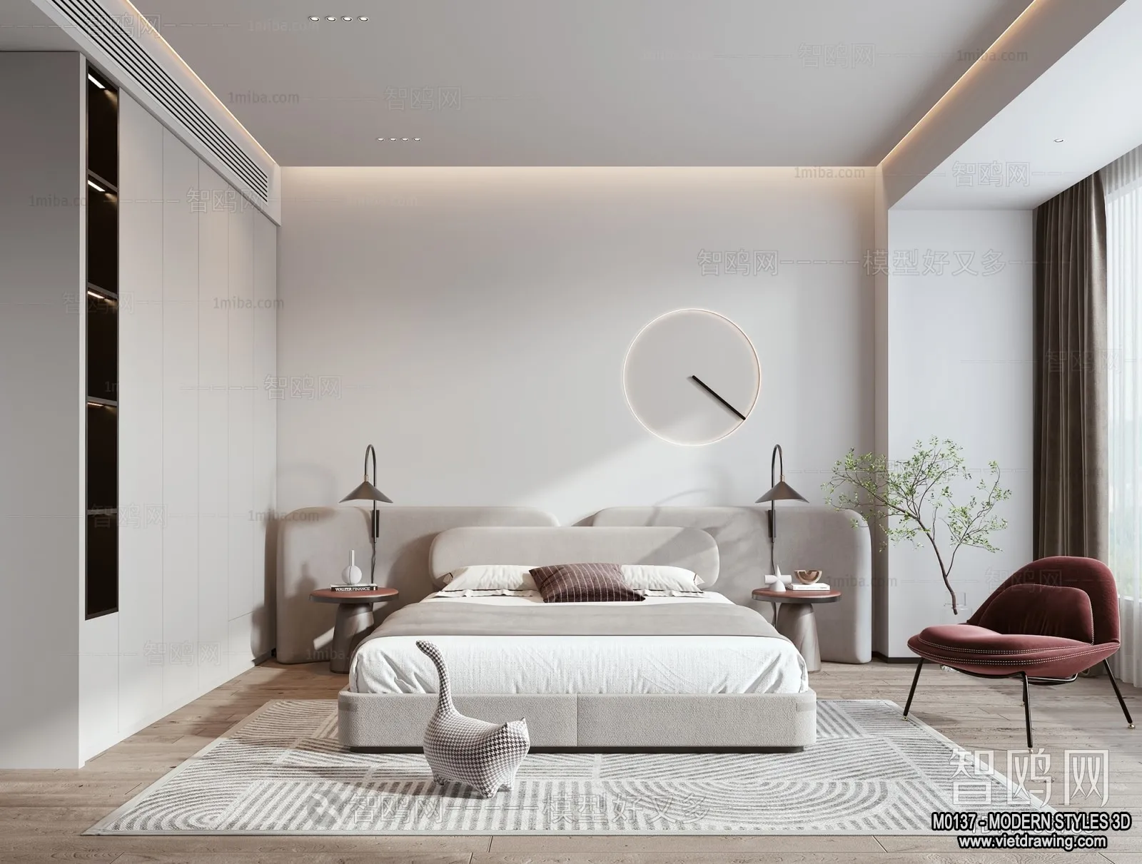 Bedroom – Modern Style Interior 3D Scenes – 121