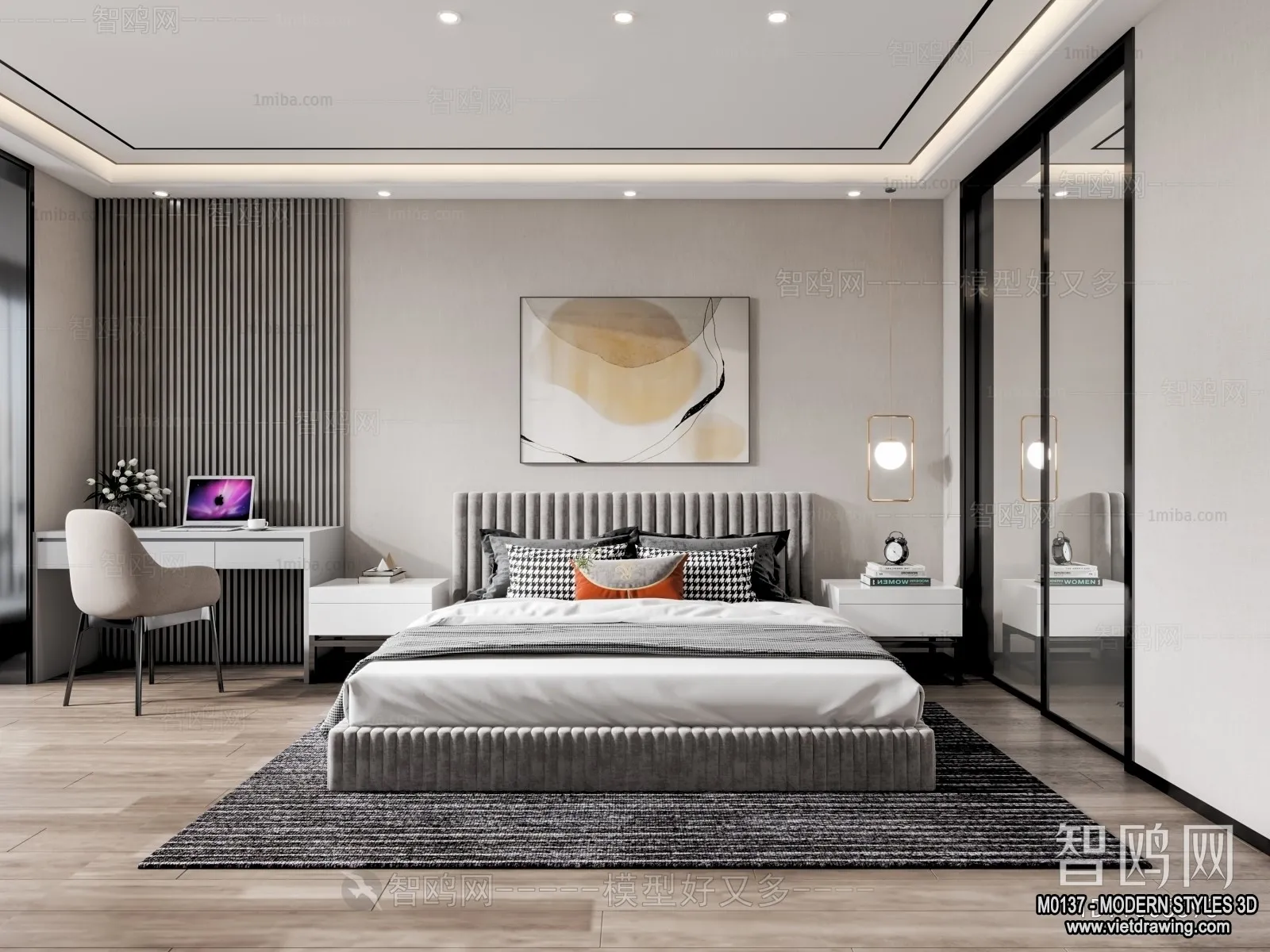 Bedroom – Modern Style Interior 3D Scenes – 123