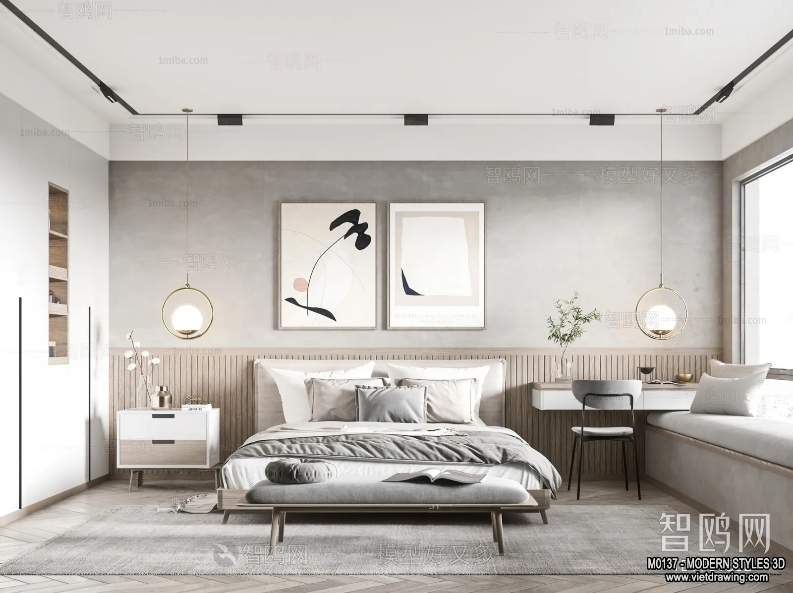 Bedroom – Modern Style Interior 3D Scenes – 128