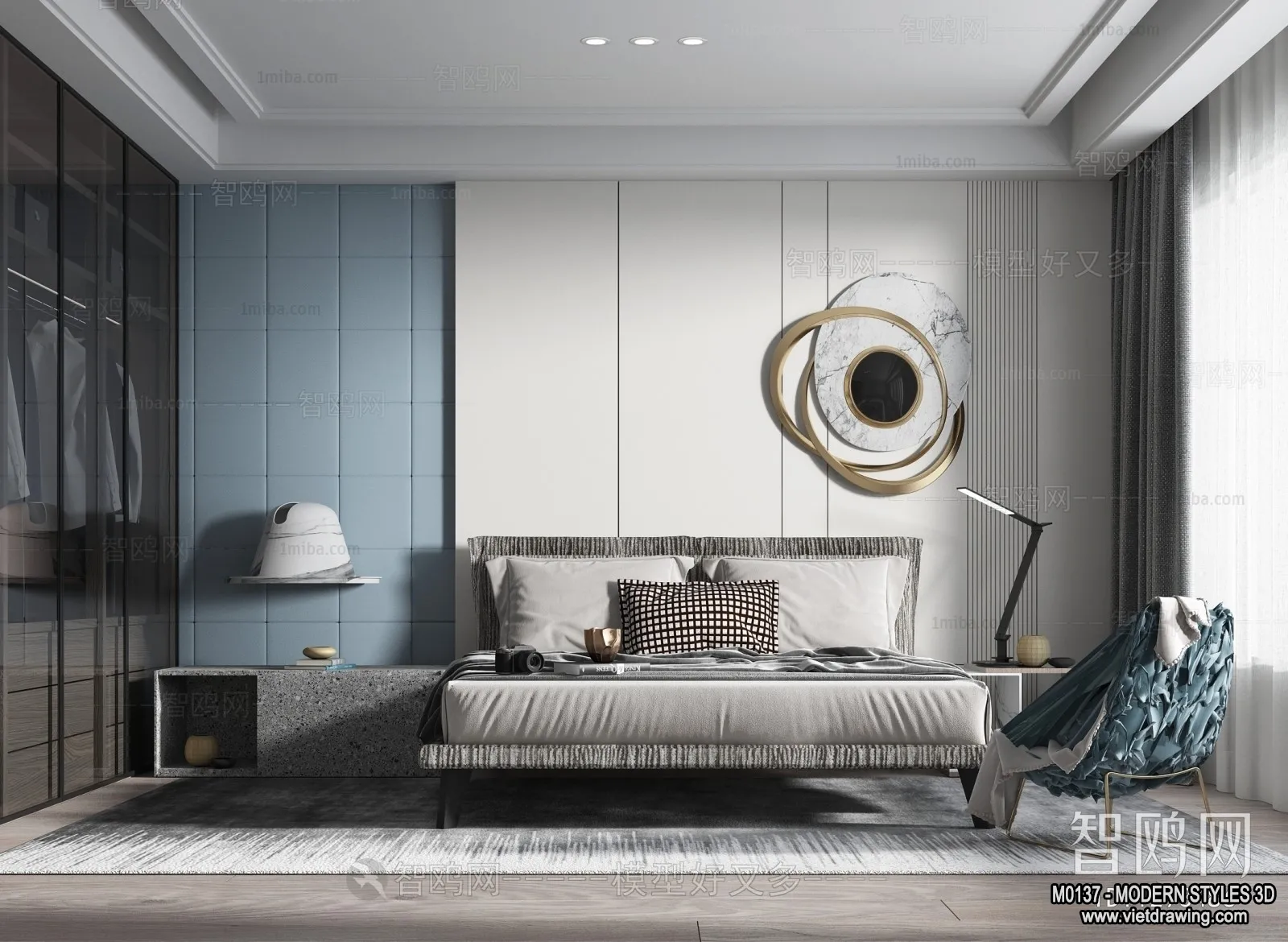 Bedroom – Modern Style Interior 3D Scenes – 129