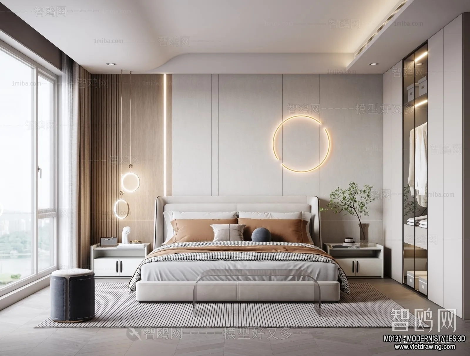 Bedroom – Modern Style Interior 3D Scenes – 131