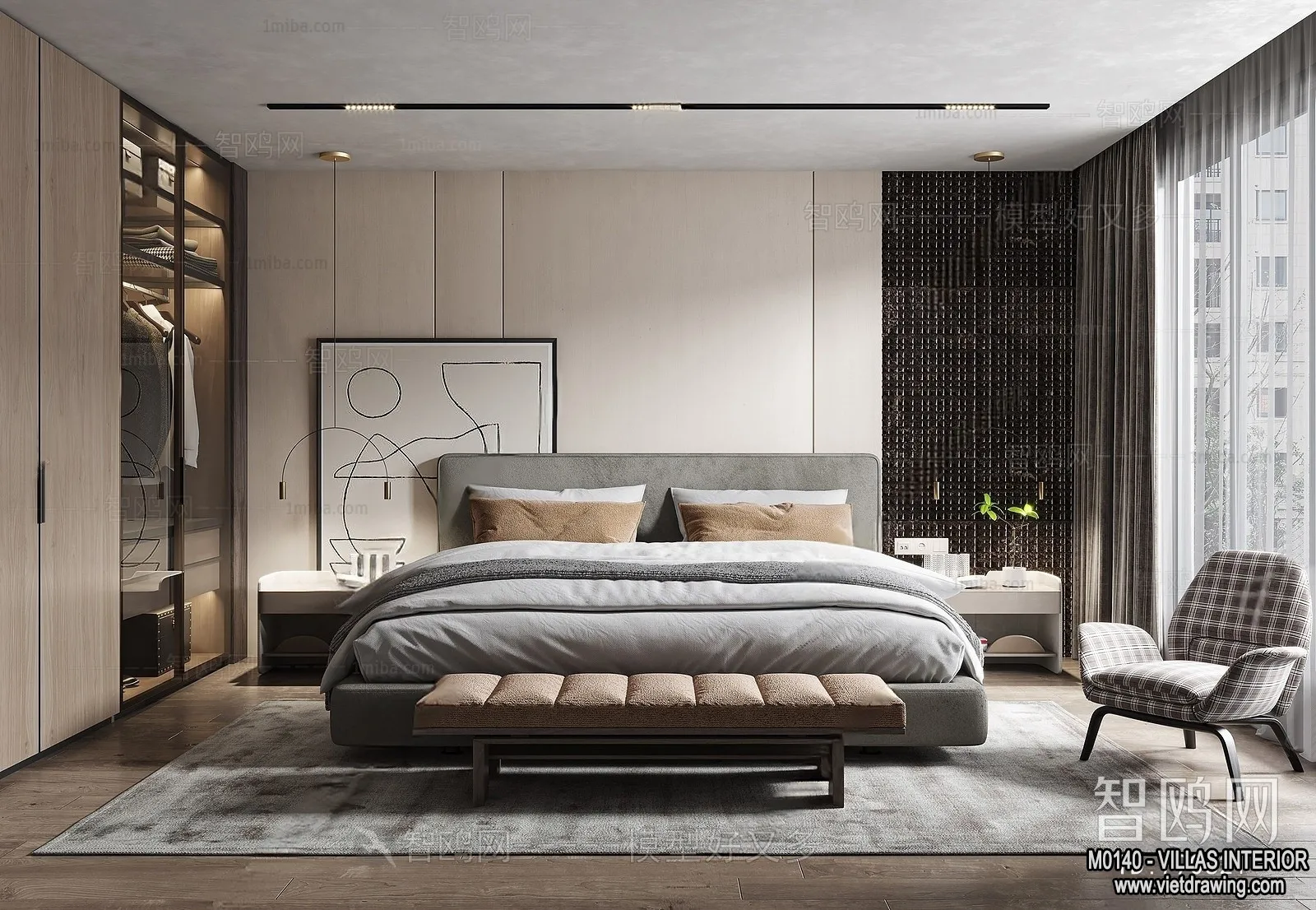 Bedroom – Villas 3D Interior Scene – 3D Models – 004