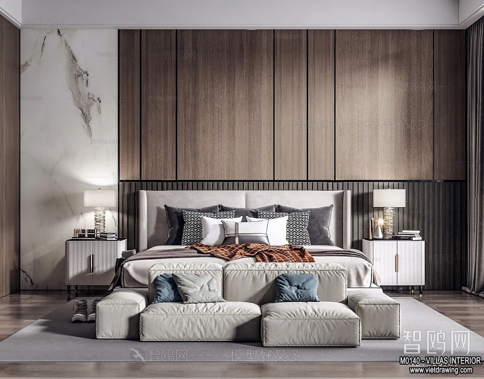 Bedroom – Villas 3D Interior Scene – 3D Models – 017