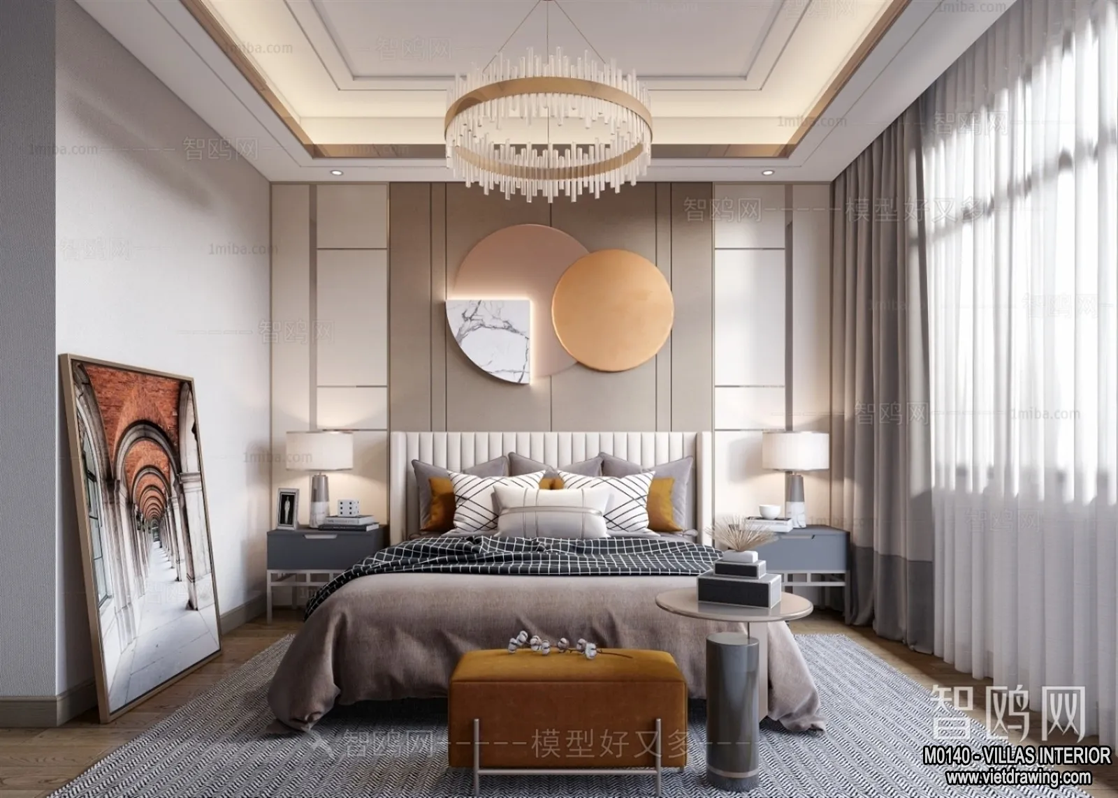 Bedroom – Villas 3D Interior Scene – 3D Models – 023