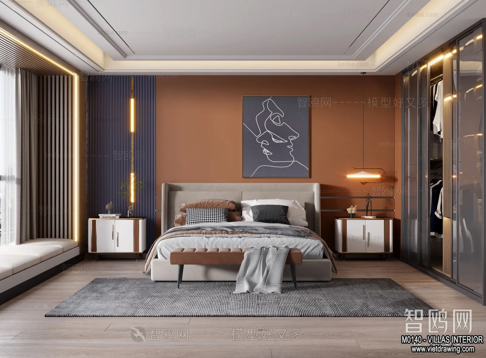 Bedroom – Villas 3D Interior Scene – 3D Models – 065