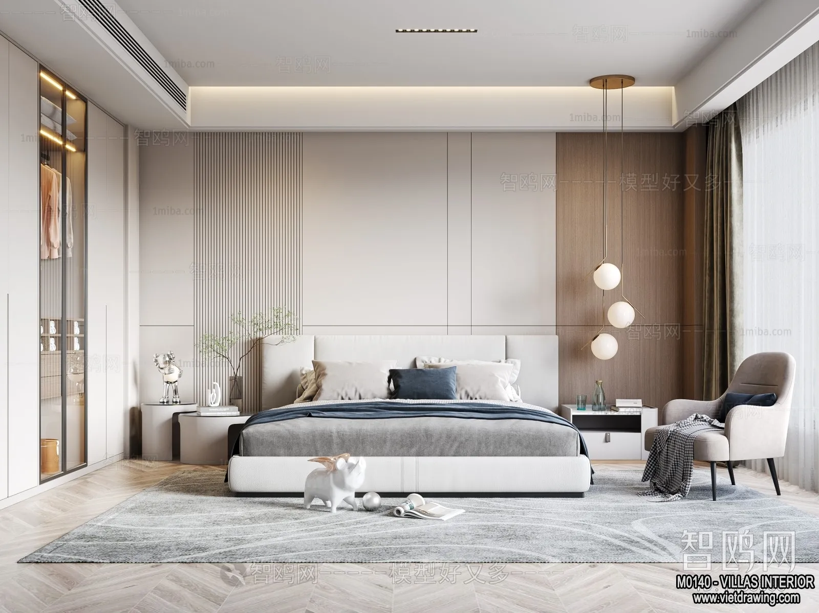 Bedroom – Villas 3D Interior Scene – 3D Models – 074