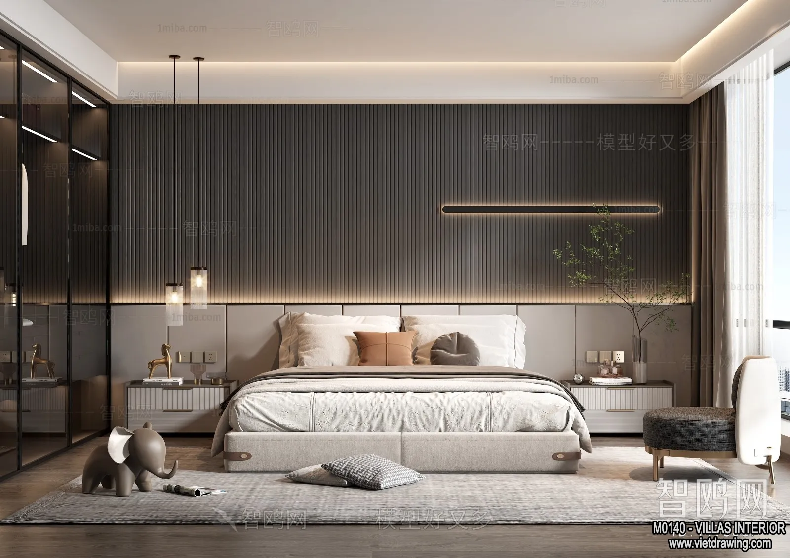 Bedroom – Villas 3D Interior Scene – 3D Models – 077