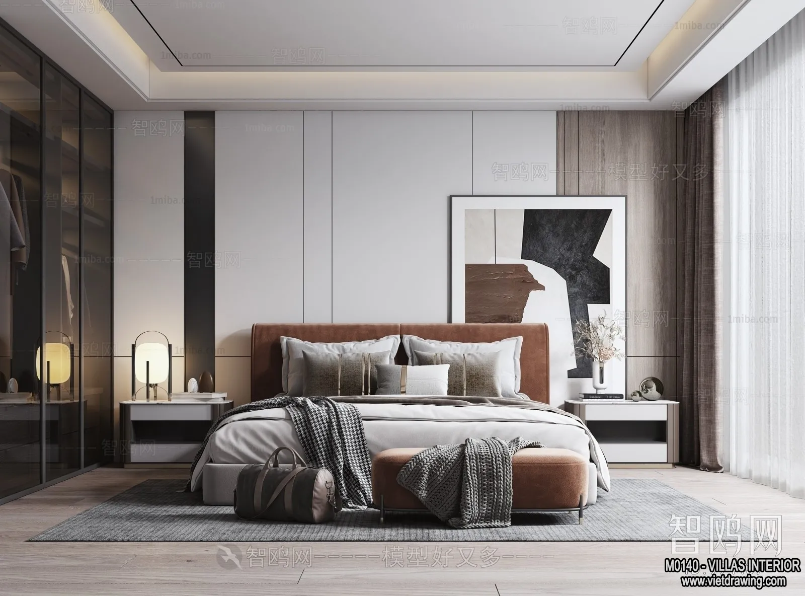 Bedroom – Villas 3D Interior Scene – 3D Models – 107