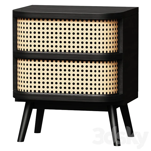 Bedside table Bedside table with 1 drawer made of wicker rattan Laora 3ds Max