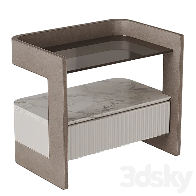 Bedside table in leather with stitching 3ds Max