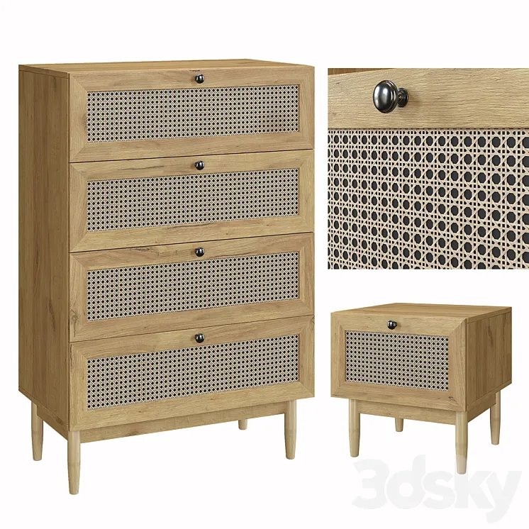 Bedside table Roshal Wood and Chest of drawers Roshal-1 Wood Sofa.ru 3DS Max