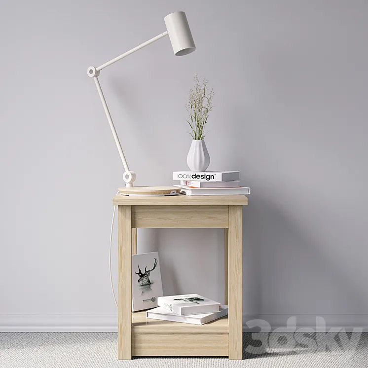 Bedside table with lamp 3DS Max
