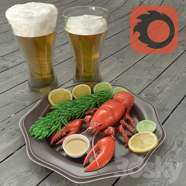 Beer and crawfish 3dsMax Model