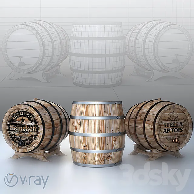 Beer cellar barrels 3ds Max