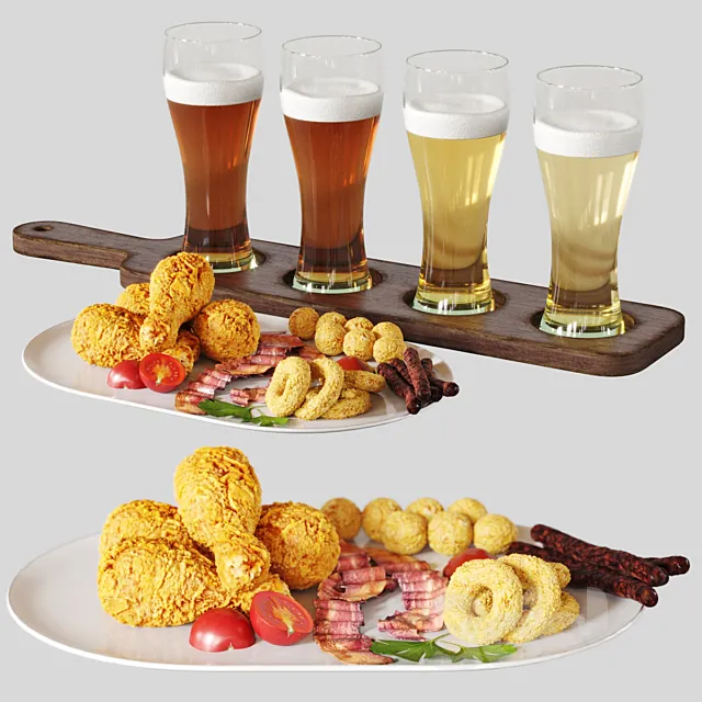 Beer Set with Snack 3ds Max