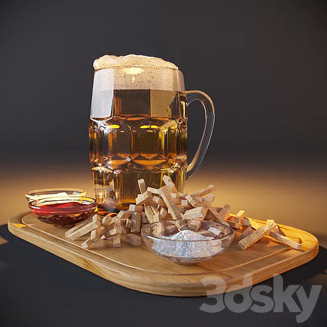 Beer with croutons 3ds Max