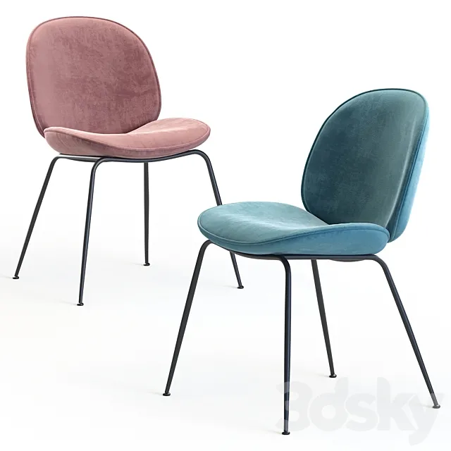 Beetle Dining Chair in GUBI Velvet and Luce 3DS Max Model