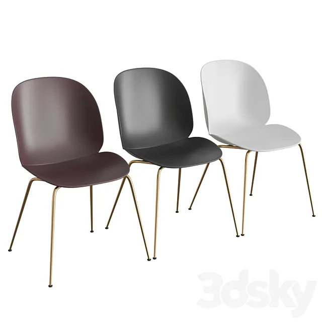 Beetle Dining Chair Un-Upholstered Conic Base 3ds Max