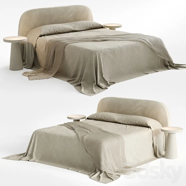 Beige bed linen Zara Home 3DS Max Model