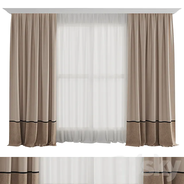 beige curtains 3ds Max