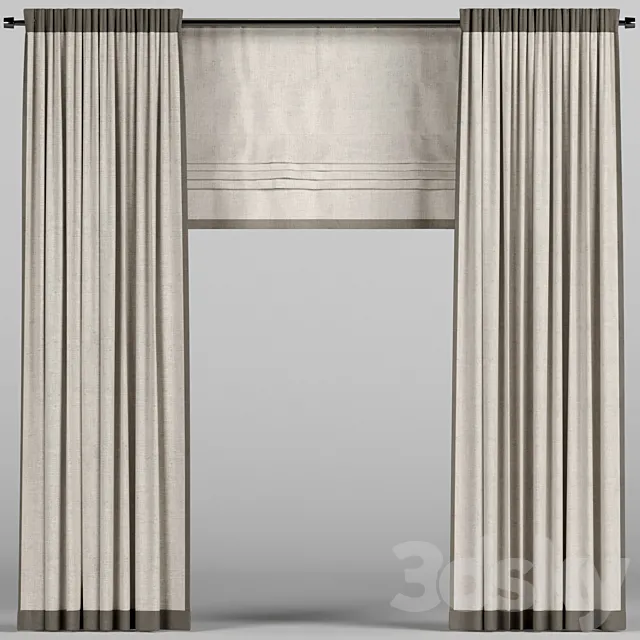 Beige curtains. 3ds Max