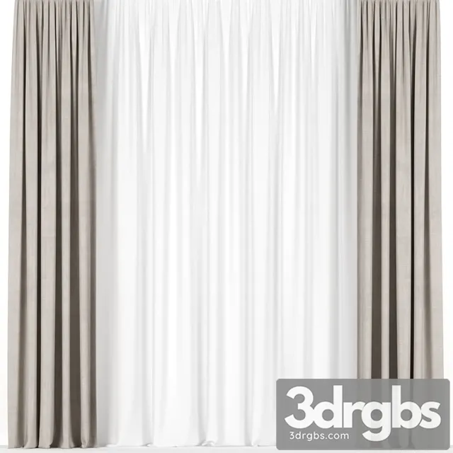 Beige curtains with tulle. 3dsmax Download