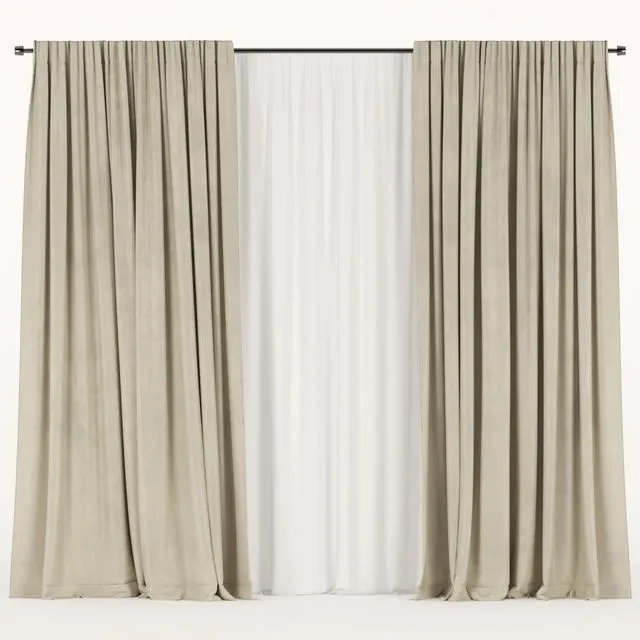 Beige curtains with tulle 3dsMax Model